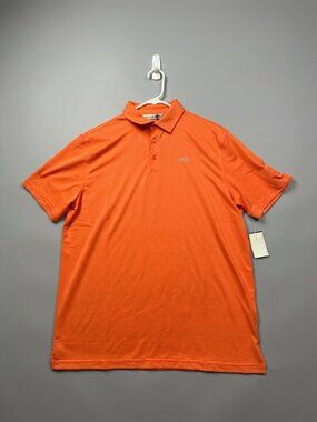Black Clover Polo Orange Shirt Mens Medium BC Logo Performance Golf Live Lucky